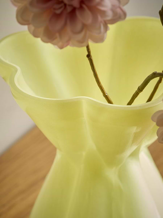 Fluted Yellow Glass Vase