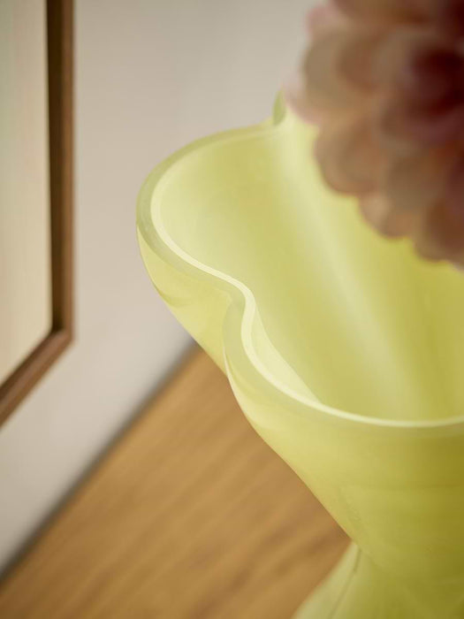 Fluted Yellow Glass Vase