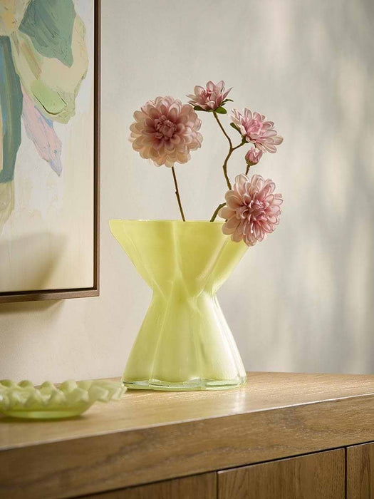 Fluted Yellow Glass Vase