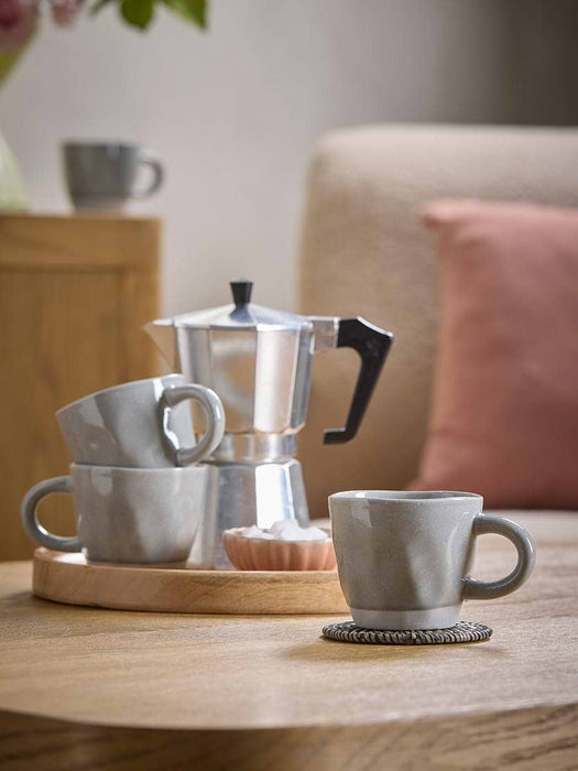 Four Blue Glazed Mugs