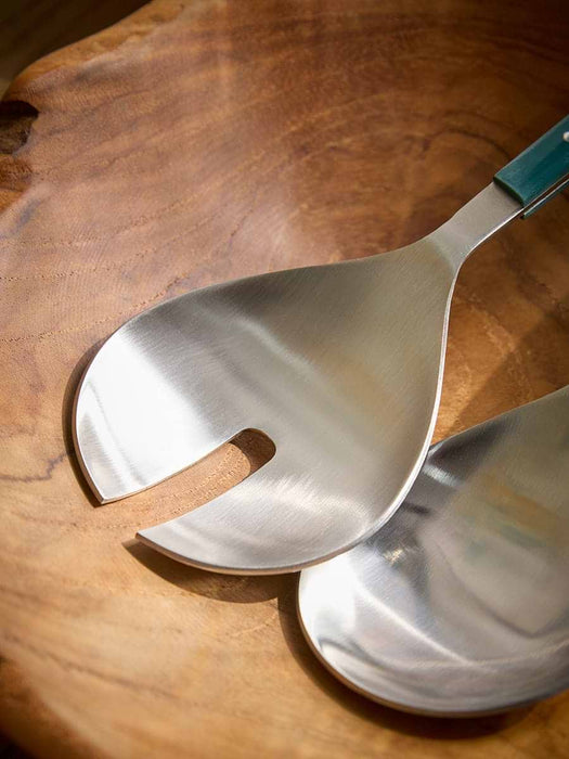 Two Green Handled Salad Servers