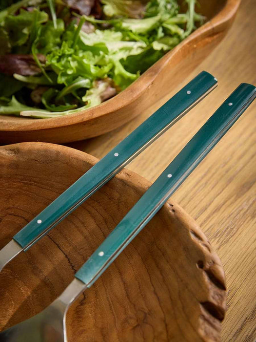 Two Green Handled Salad Servers