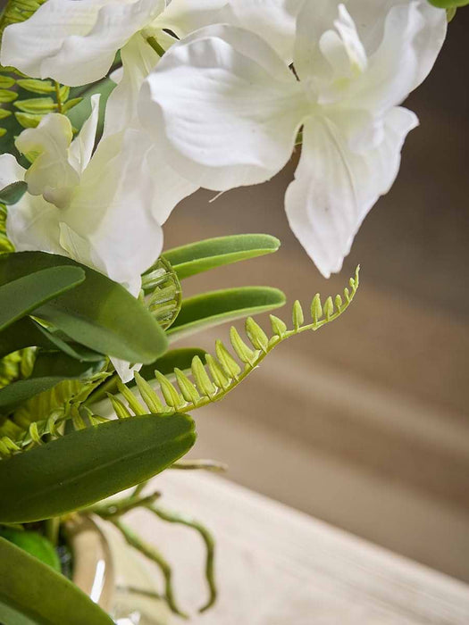 Faux Orchid In Crackle Glaze Pot