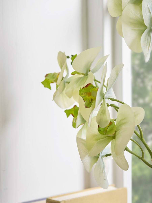 Faux Orchid In Speckled Glazed Pot