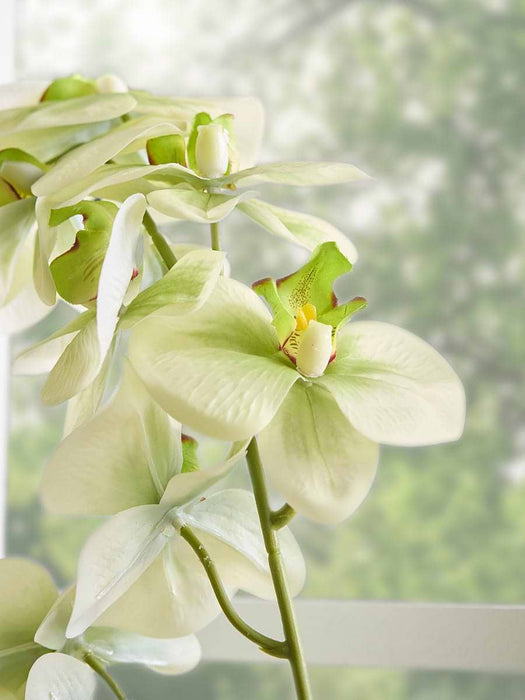 Faux Orchid In Speckled Glazed Pot