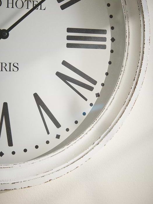 Distressed White Wooden Clock