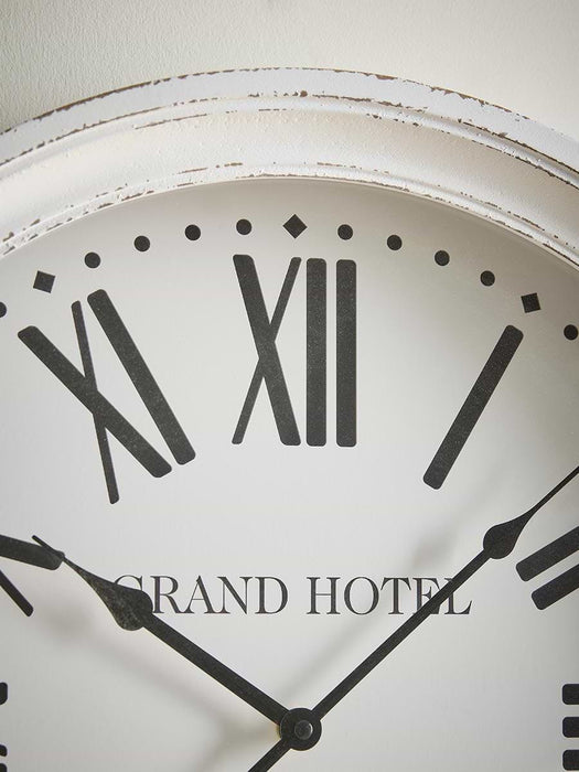 Distressed White Wooden Clock