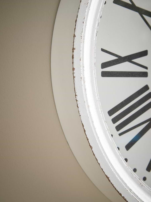 Distressed White Wooden Clock
