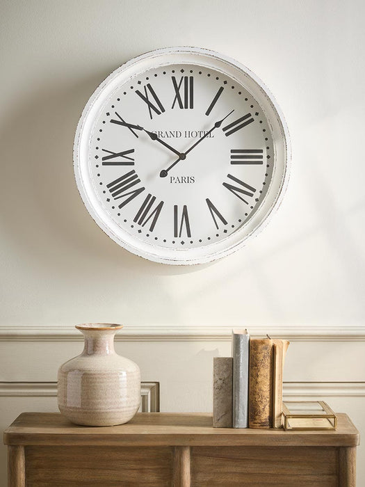 Distressed White Wooden Clock