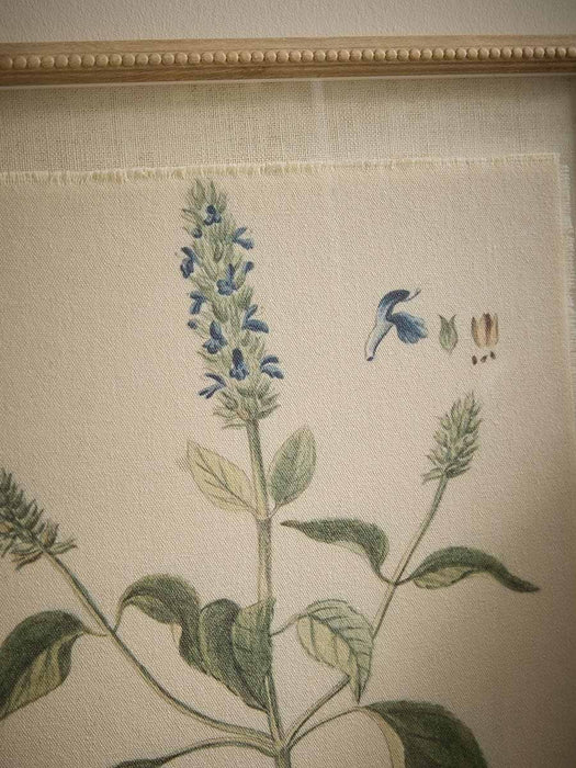 Blue Floral Printed Linen Beaded Frame