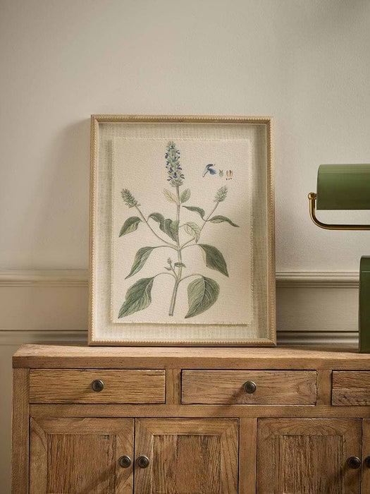 Blue Floral Printed Linen Beaded Frame