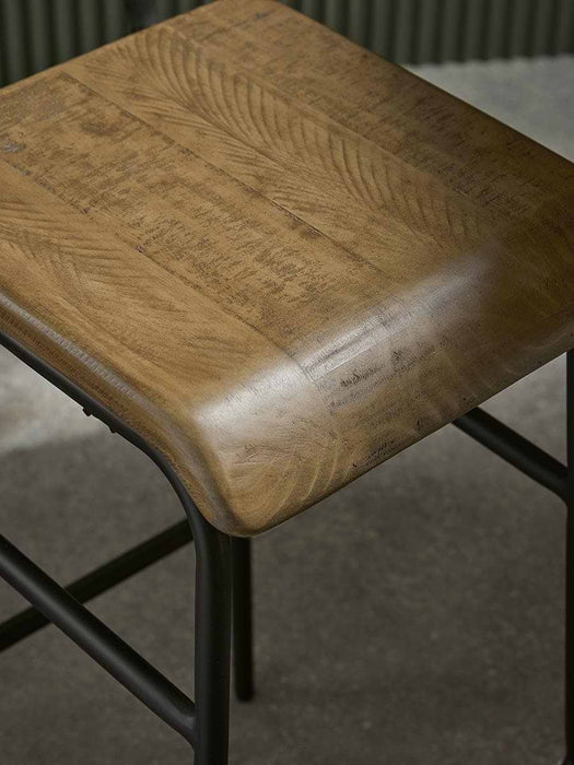 Industrial Wood & Metal High Counter Stool