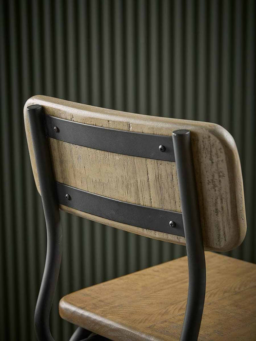 Industrial Wood & Metal High Counter Stool