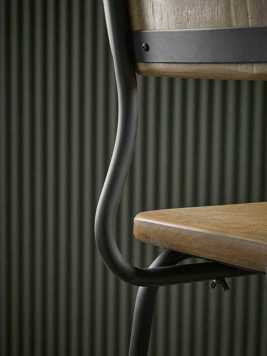 Industrial Wood & Metal High Counter Stool
