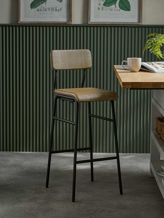 Industrial Wood & Metal High Counter Stool