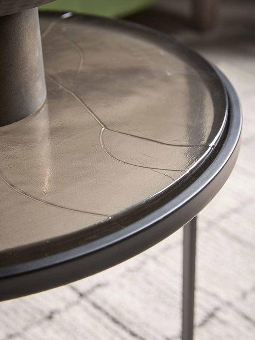 Two Smoked Cast Glass Nesting Side Tables