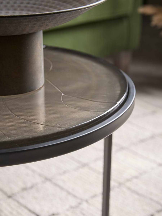Two Smoked Cast Glass Nesting Side Tables