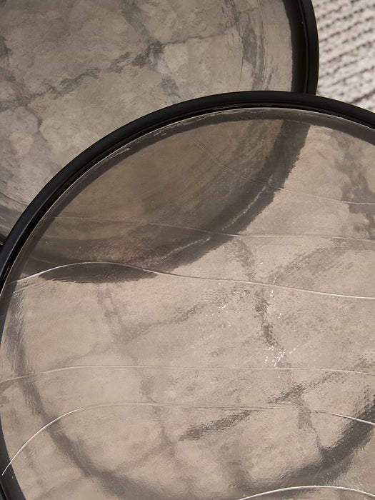 Two Smoked Cast Glass Nesting Side Tables