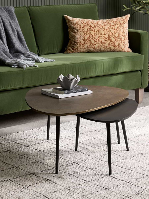 Two Cast Metal Nesting Coffee Tables