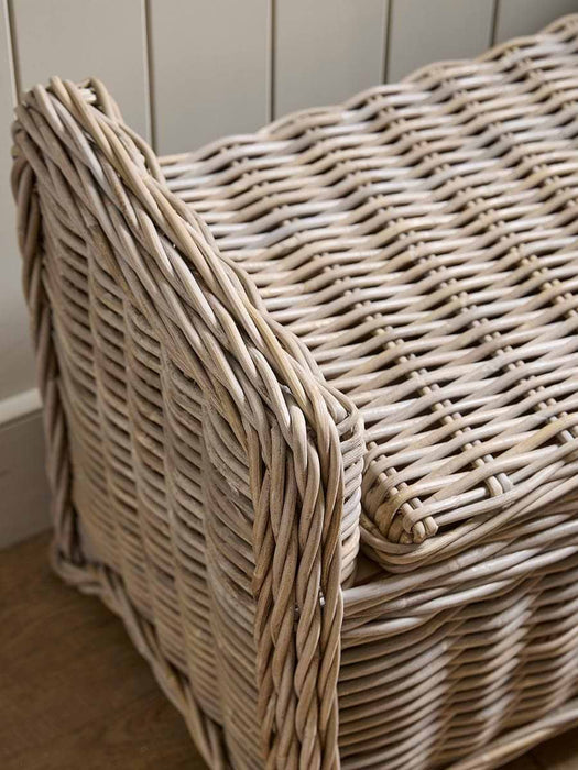 Round Rattan Storage Bench - Small