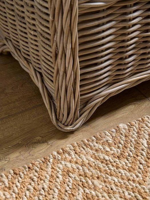 Round Rattan Storage Bench - Small