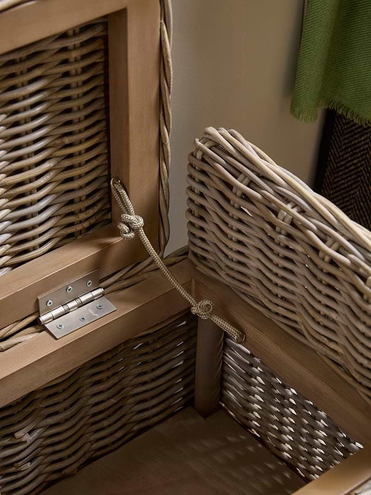 Round Rattan Storage Bench - Small