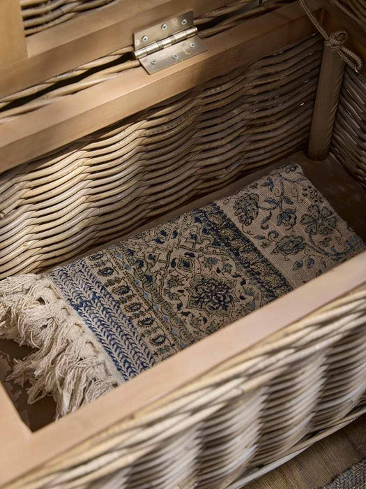 Round Rattan Storage Bench - Large
