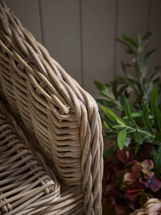 Round Rattan Storage Bench - Large