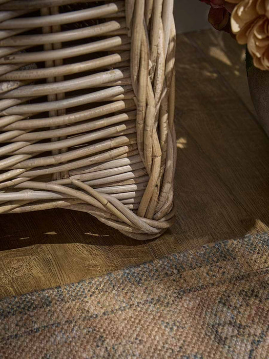 Round Rattan Storage Bench - Large