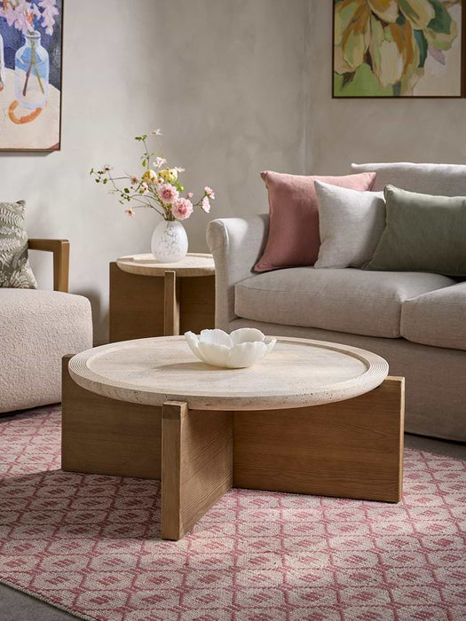Travertine Round Coffee Table