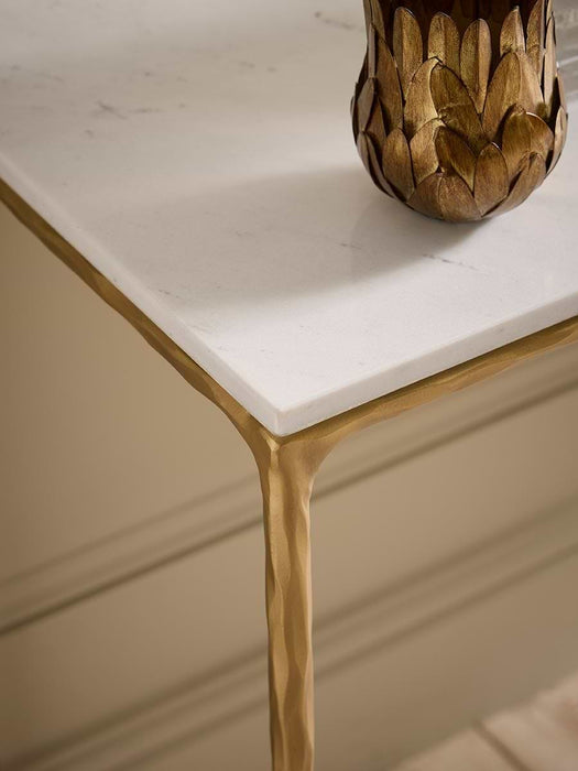 Marble & Textured Brass Console Table