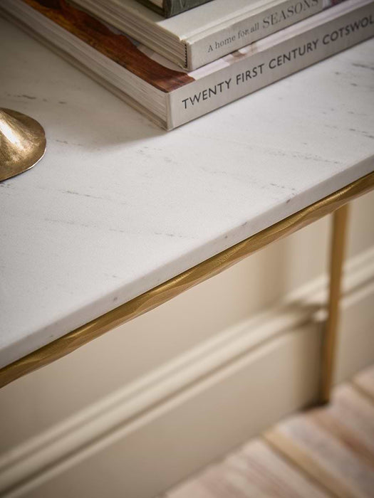 Marble & Textured Brass Console Table