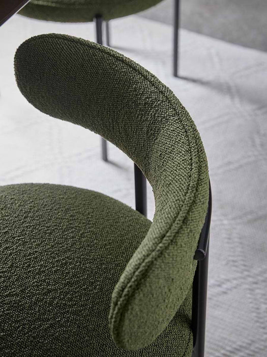 Upholstered Green Boucle Dining Chair - Set of 2