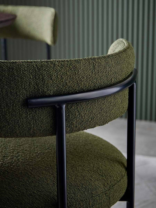 Upholstered Green Boucle Dining Chair - Set of 2