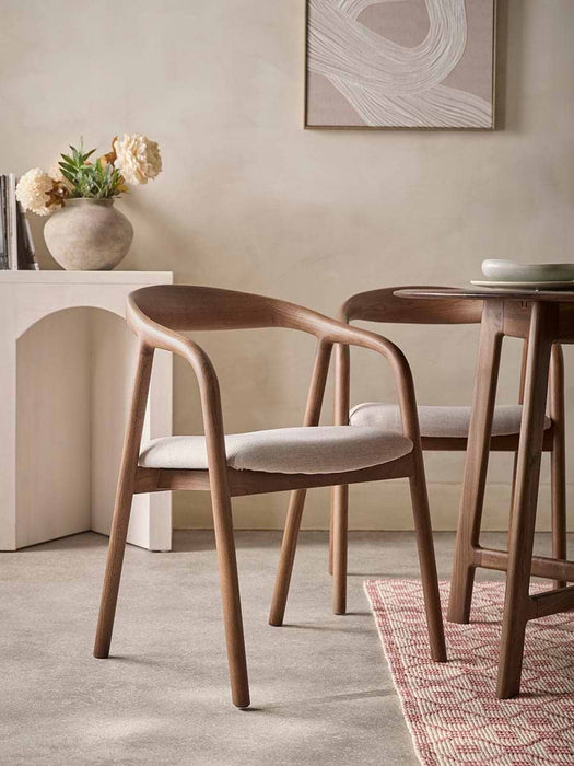 Walnut Upholstered Dining Chair - Set of 2