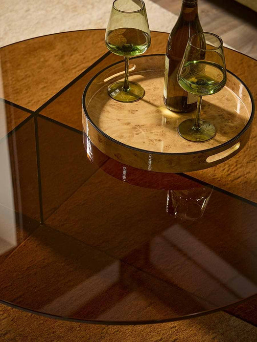 Round Coloured Glass Coffee Table - Amber