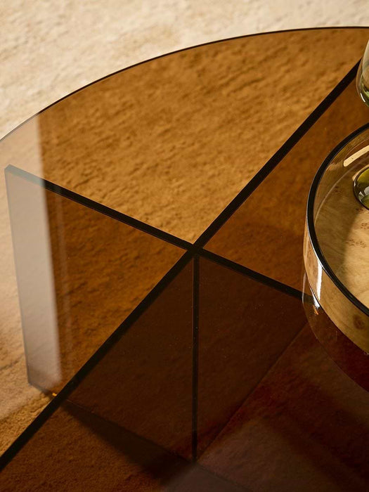 Round Coloured Glass Coffee Table - Amber