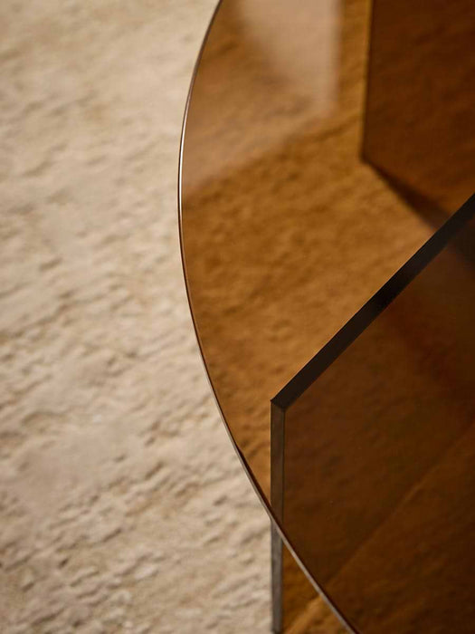 Round Coloured Glass Coffee Table - Amber