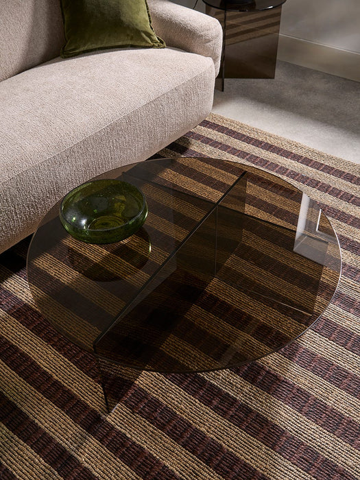 Round Coloured Glass Coffee Table - Smoked