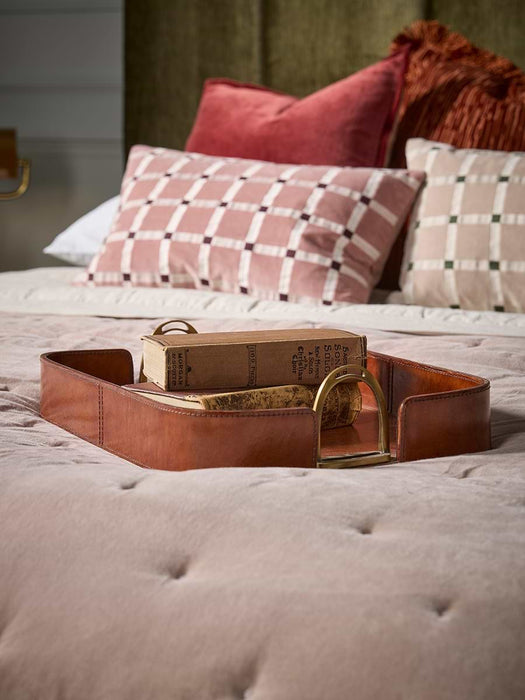 Leather Tray With Brass Handles