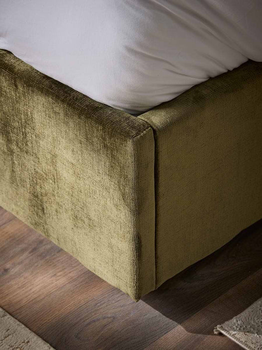 Ribbed Olive Velvet Bed - King