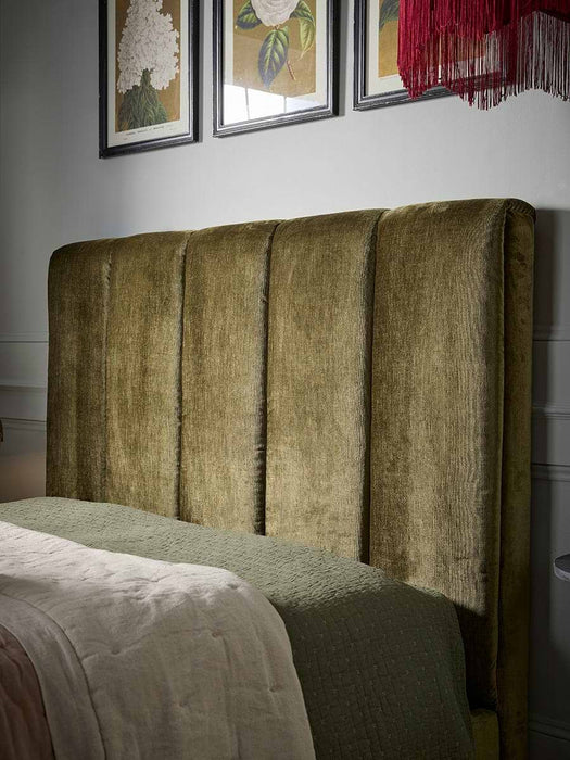 Ribbed Olive Velvet Bed - King