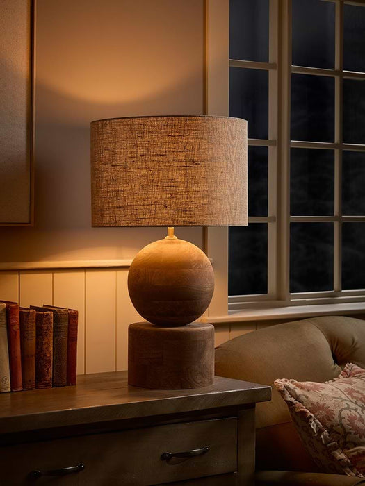 Round Wooden Table Lamp