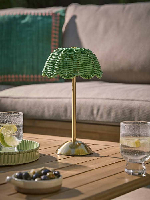 Rechargeable Scalloped Rattan Lamp