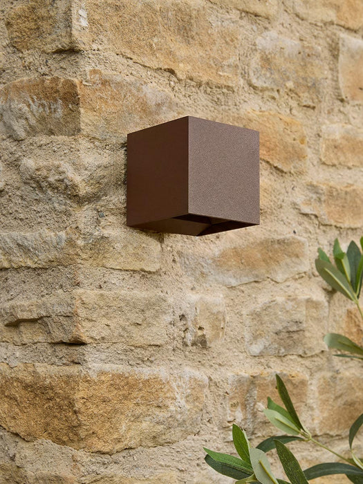 Sepian Rusted Cube Wall Light
