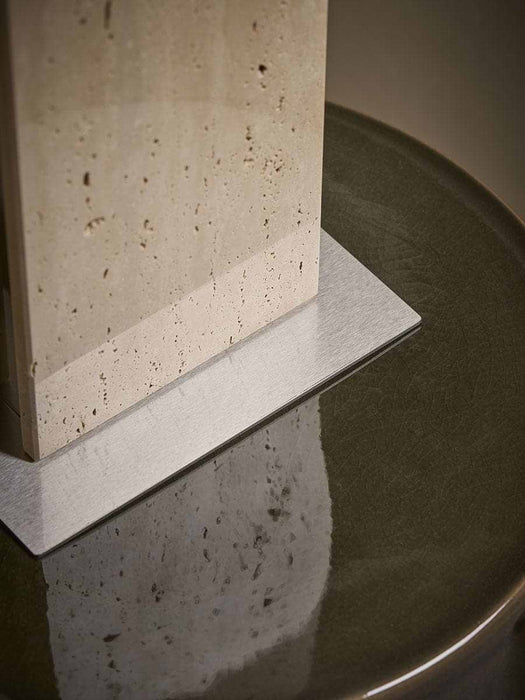 Travertine & Brushed Chrome Table Lamp