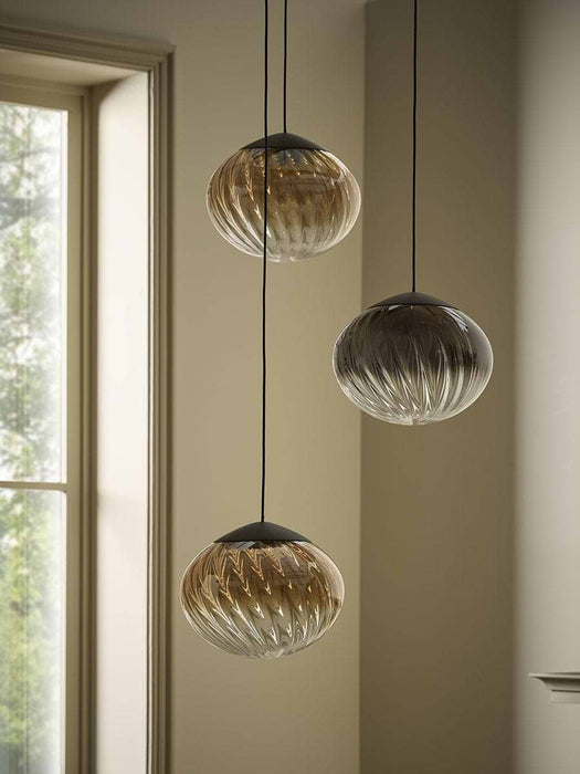 Amber Spiral Glass Chandelier