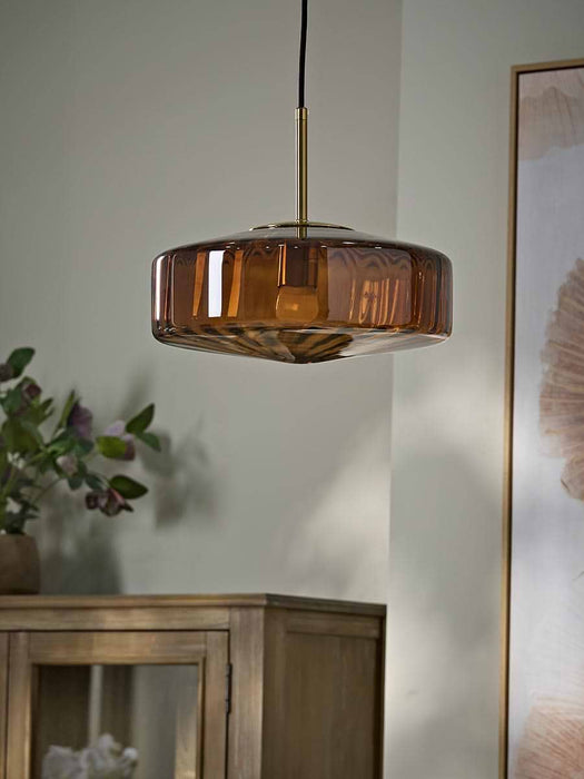 Elliptical Amber Glass Pendant