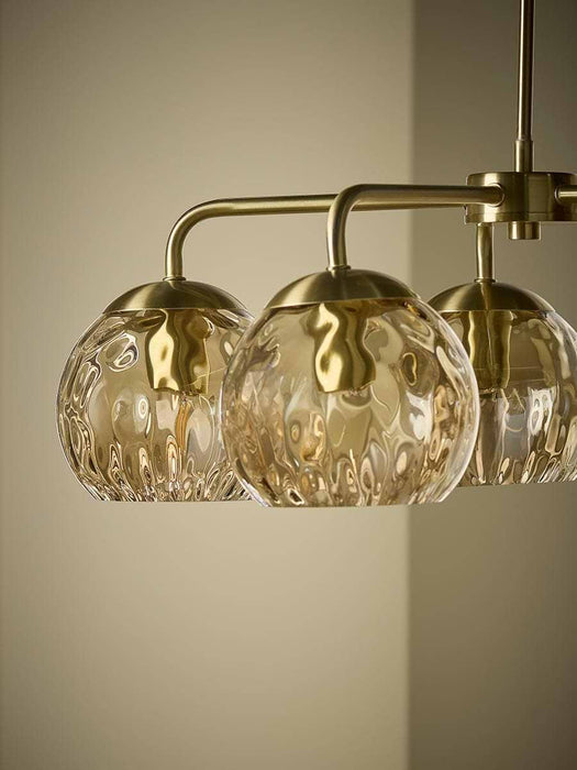 Dimpled Glass Five Arm Chandelier