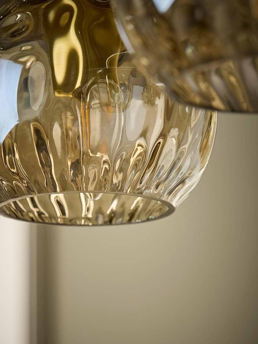 Dimpled Glass Five Arm Chandelier